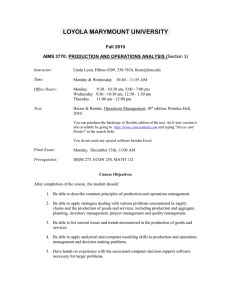 Operations Analysis Syllabus - Loyola Marymount University