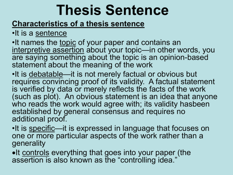 thesis sentence grader