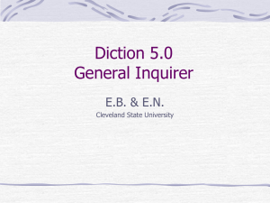 Diction5 and General Inquirer PC - Academic Csuohio
