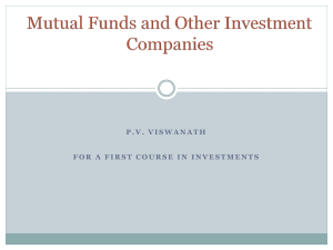 Investment Companies, Mutual Funds, and ETFs: A First Course