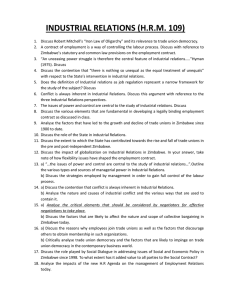 Industrial Relations Exam Questions (Zimbabwe)