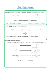 Stats 2 (AQA) Formula Sheet: Probability & Distributions