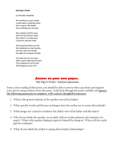 My Papa's Waltz: Poem Analysis Questions