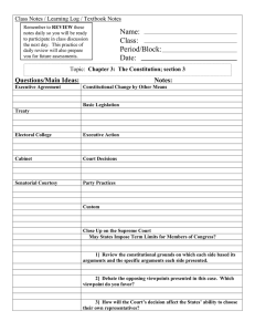 Constitution Chapter 3 Notes: Executive Agreements & Court Cases