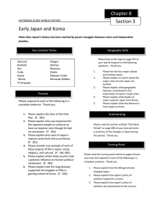 Early Japan & Korea: Notebook Guide - High School History