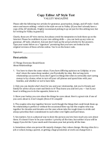 Copy Editor AP Style Test - Valley Magazine