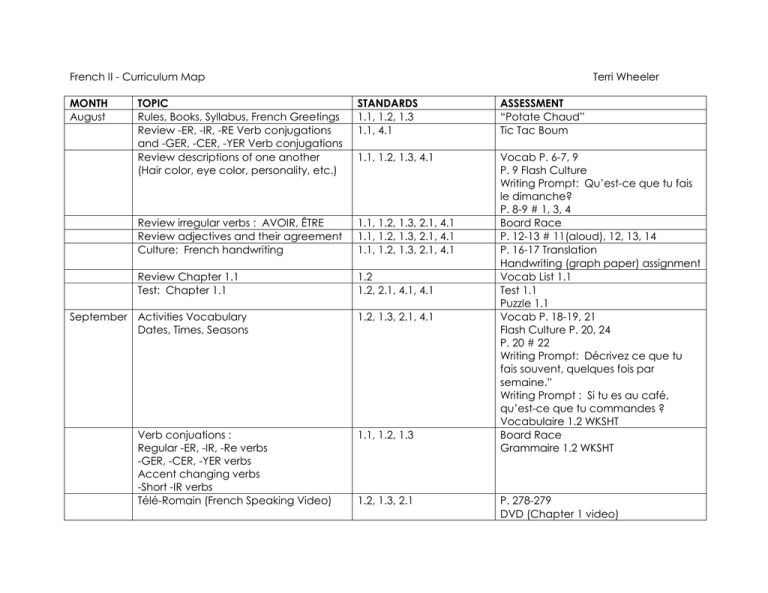 french-ii-curriculum-map