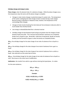 Enthalpy change and change in state