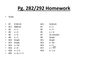 Exponential & Logarithmic Functions Homework & Quiz Review