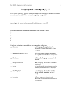 Language and Learning: 10/5/15