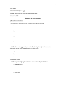 BIOS 1300 SI SI WORKSHEET 9 (Histology) SI Leader: Merrin