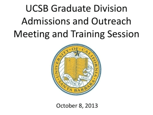 Graduate Division Admissions and Outreach Meeting and Training