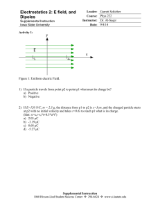 Session 2- E Field and Dipoles