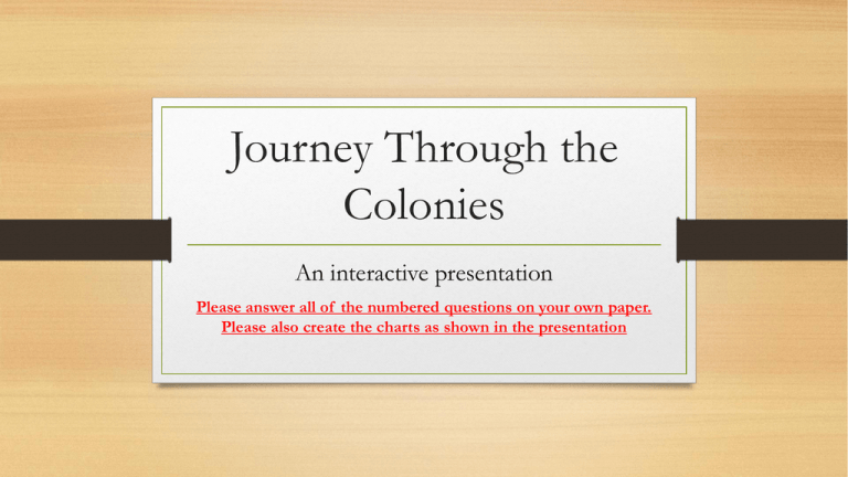 Journey Through the Colonies