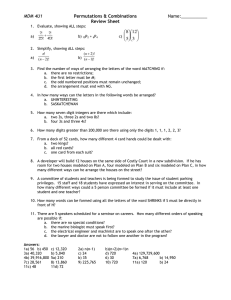 Permutations & Combinations Review Sheet - High School Math