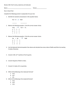 Chemistry Review: Balancing, Moles, & Formulas