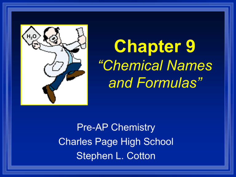 Chapter 9 Chemical Names And Formulas Vocabulary Review