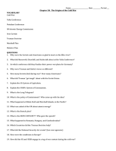 Cold War Origins & Expansion Worksheet: Chapters 38-40
