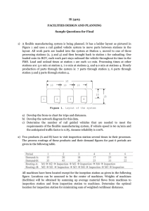 IE 5403 FACILITIES DESIGN AND PLANNING Sample Questions for