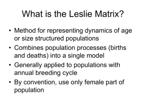 Applications of the Leslie Matrix