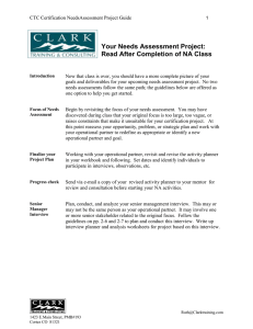 Needs Assessment Project Guidance