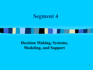 Chapter 2: Decision Making, Systems, Modeling, and Support