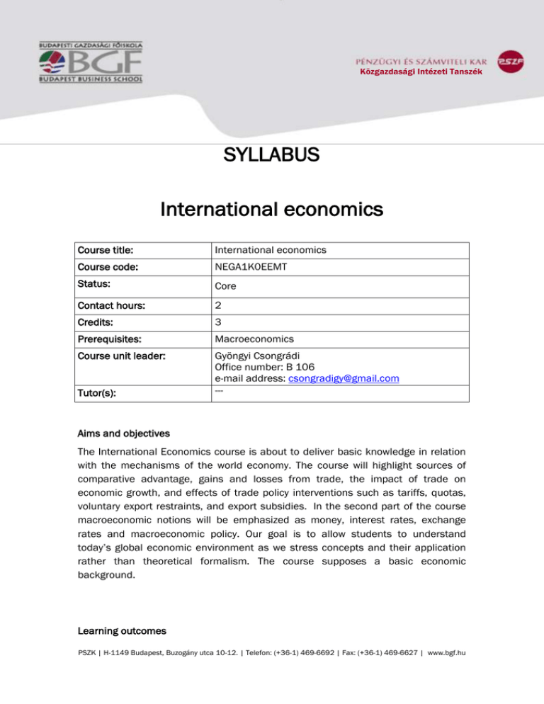 Syllabus International Economics