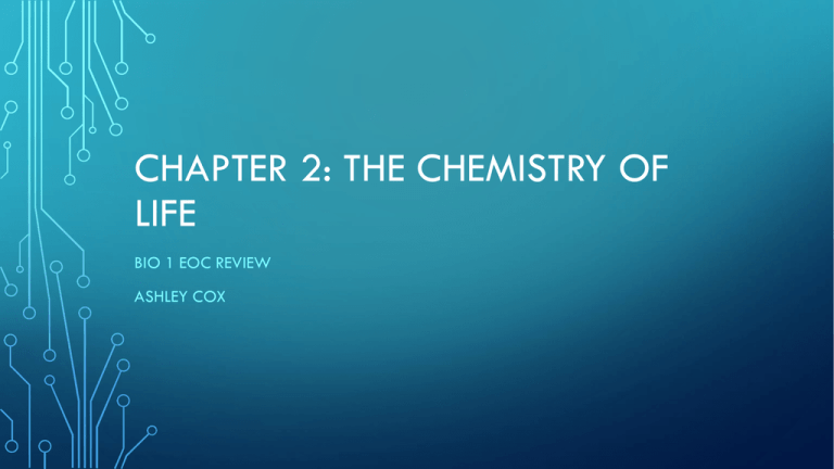 Chapter 2 The Chemistry Of Life