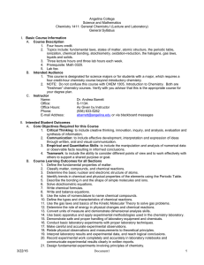 Chemistry 1411 Syllabus: General Chemistry I
