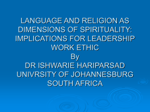LANGUAGE AND RELIGION AS DIMENSIONS OF SPIRITUALITY