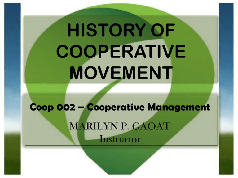 Lesson 3 History Of Cooperatives (Student Copy)