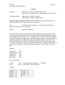 Stat 460 Syllabus: Applied Statistics, Fall 2011