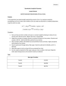 Gravimetric Determination of Iron Lab Report