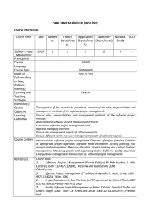 Software Project Management Course Information (SE420)