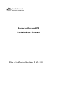Employment Services 2015 RIS - Best Practice Regulation Updates