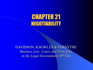CHAPTER 22 NEGOTIABILITY