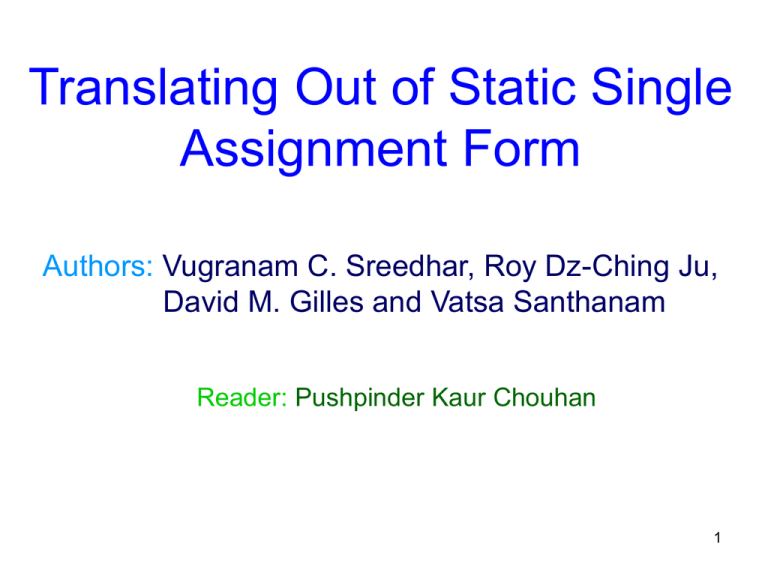 translating out of static single assignment form