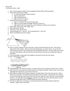 answers to light test review