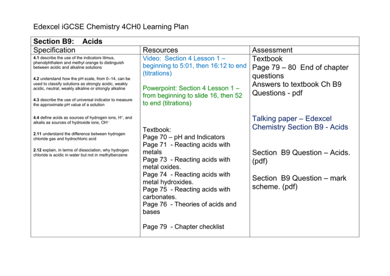 Section b9 acids igcse science courses