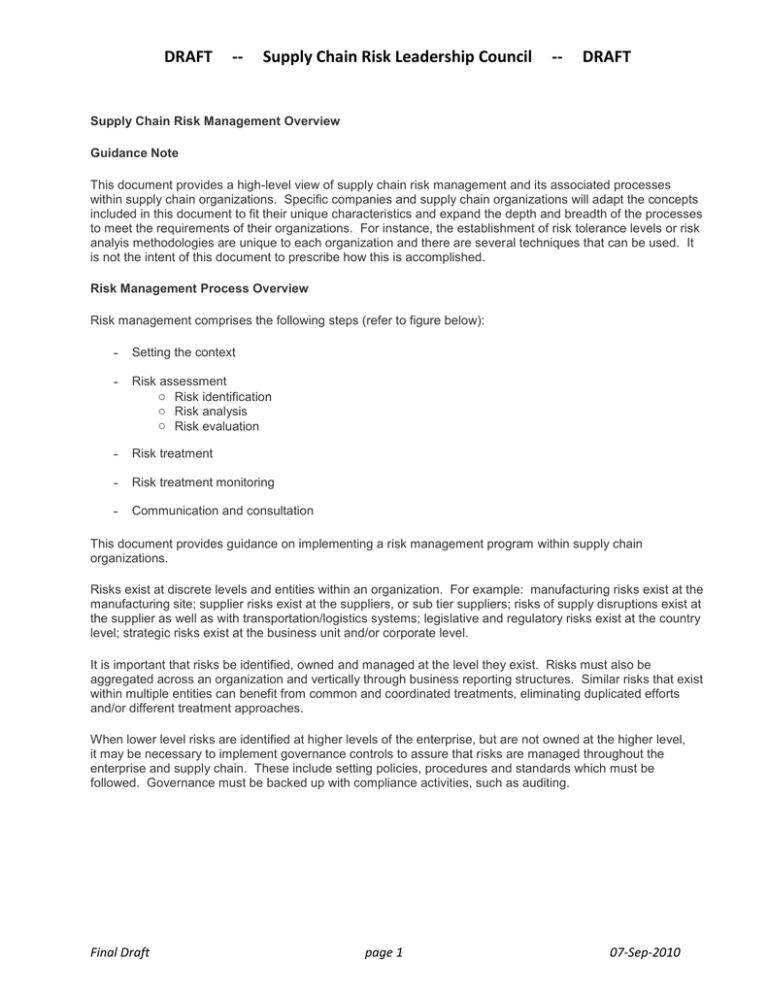 Supply Chain Risk Leadership Council