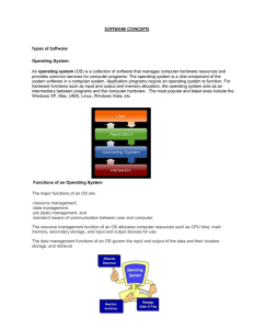 SOFTWARE CONCEPTS Types of Software Operating System: An