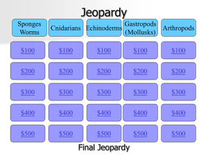 Invertebrate Jeopardy Review Game