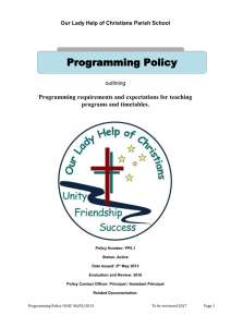 Programming Guidelines Policy - Our Lady Help of Christians