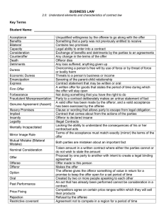 Contract Law Key Terms Worksheet