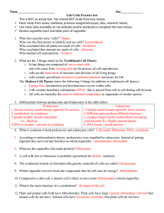 Unit Cells Practice Test: Biology Review