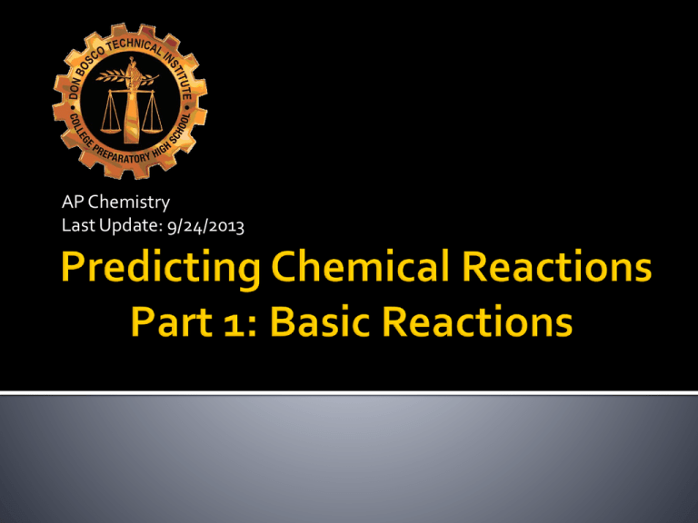Free Printable Worksheets Chemistry Predicting Types Of Chemical Reactions