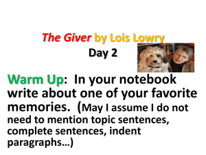 The Giver: Lesson Plan & Study Guide (Chapters 1-5)