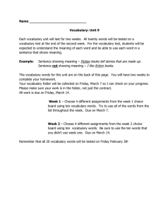 Vocabulary Unit 9 Worksheet: Definitions & Activities