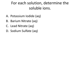 For each solution, determine the soluble ions.