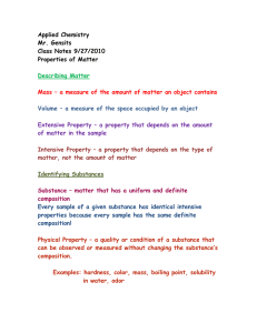 Applied Chemistry: Properties of Matter Class Notes